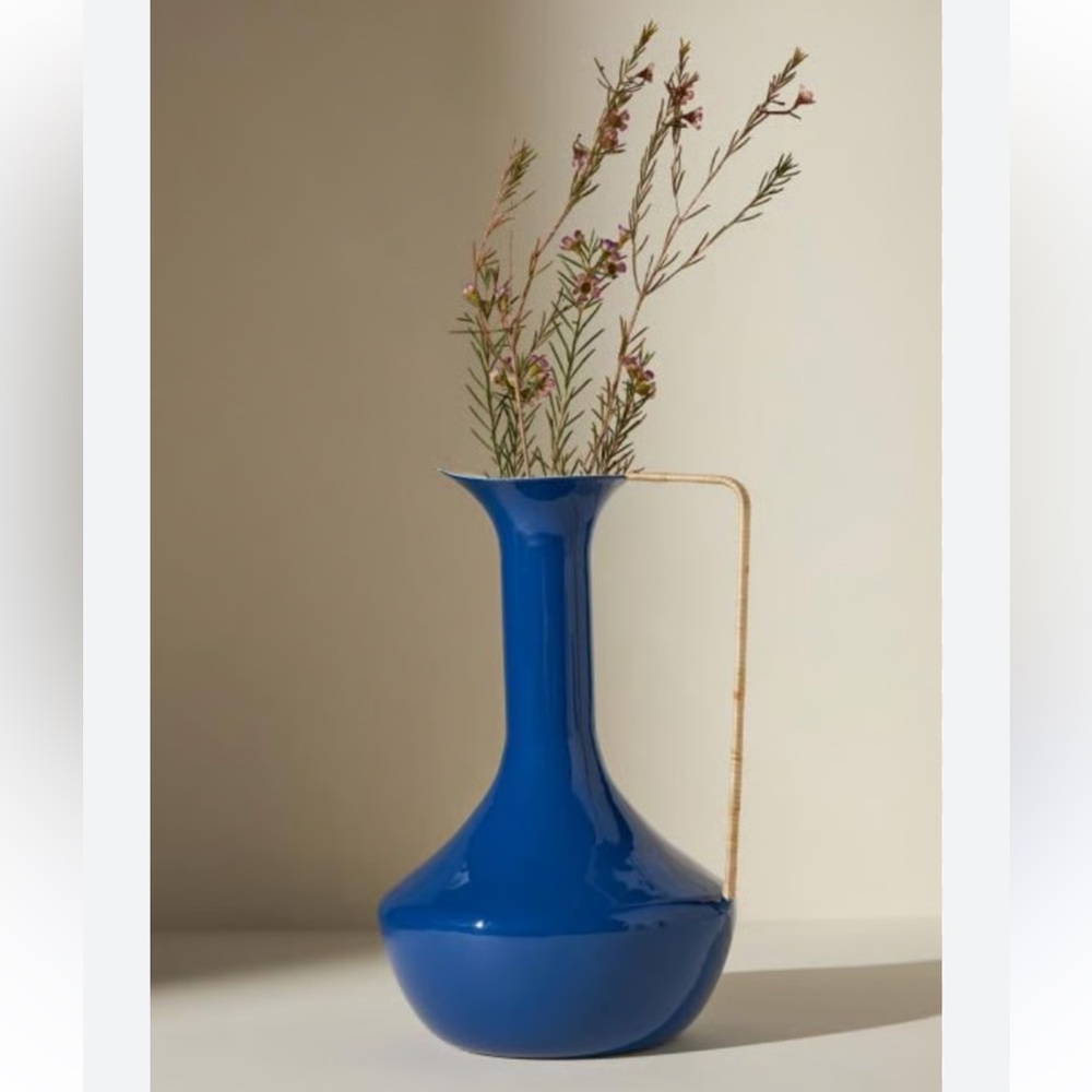 NWT Anthropologie Marina Enamel Vase in Blue